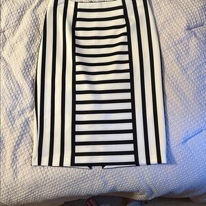 White House Black Market Monochrome Striped Skirt